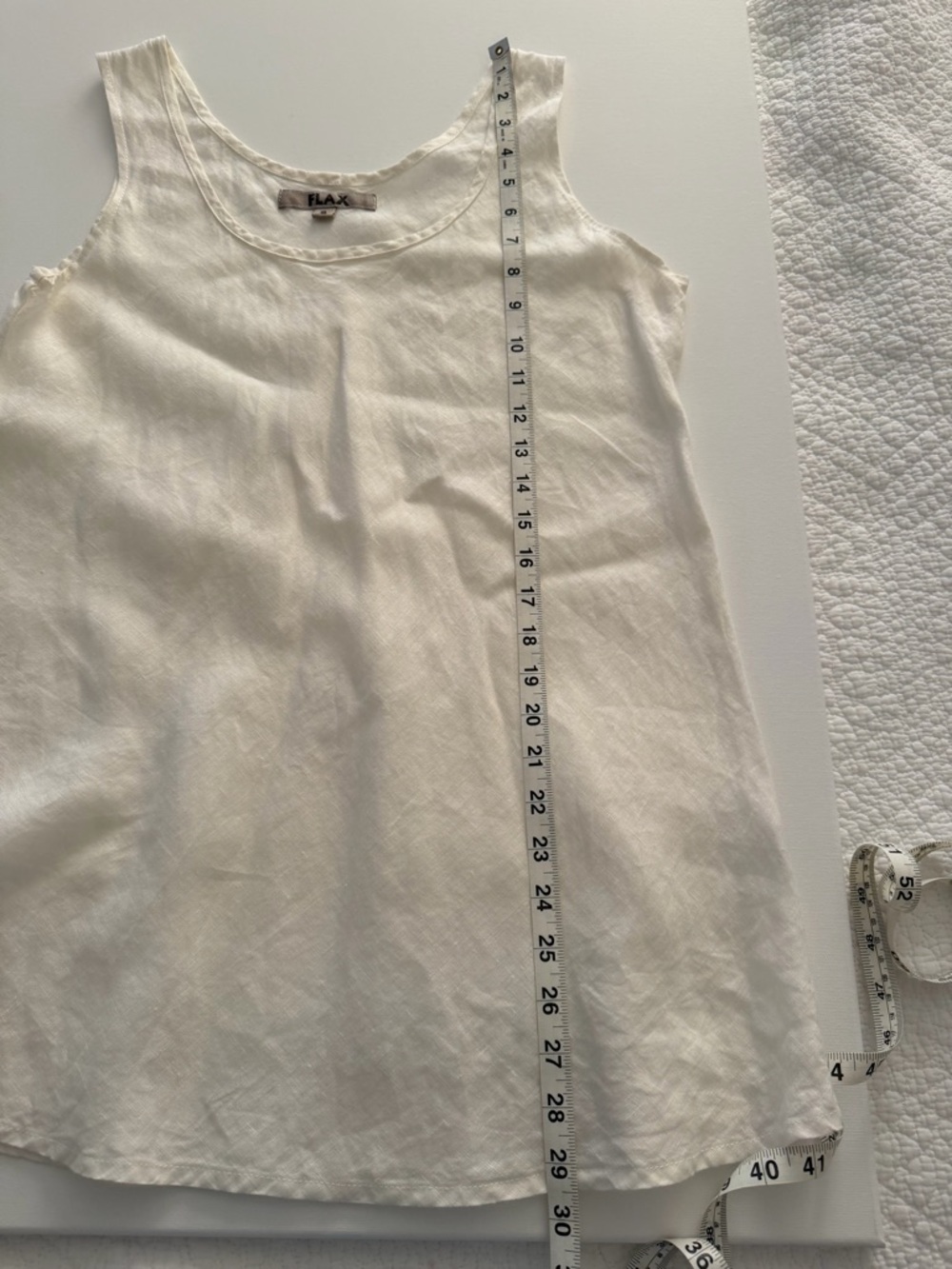 Flax Linen Scoop Neck Tank in ivory - Picture 5 of 6